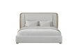 Queen Upholstered Bed with English Knotty Pine Style Finish