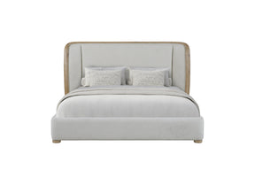 Queen Upholstered Bed with English Knotty Pine Style Finish