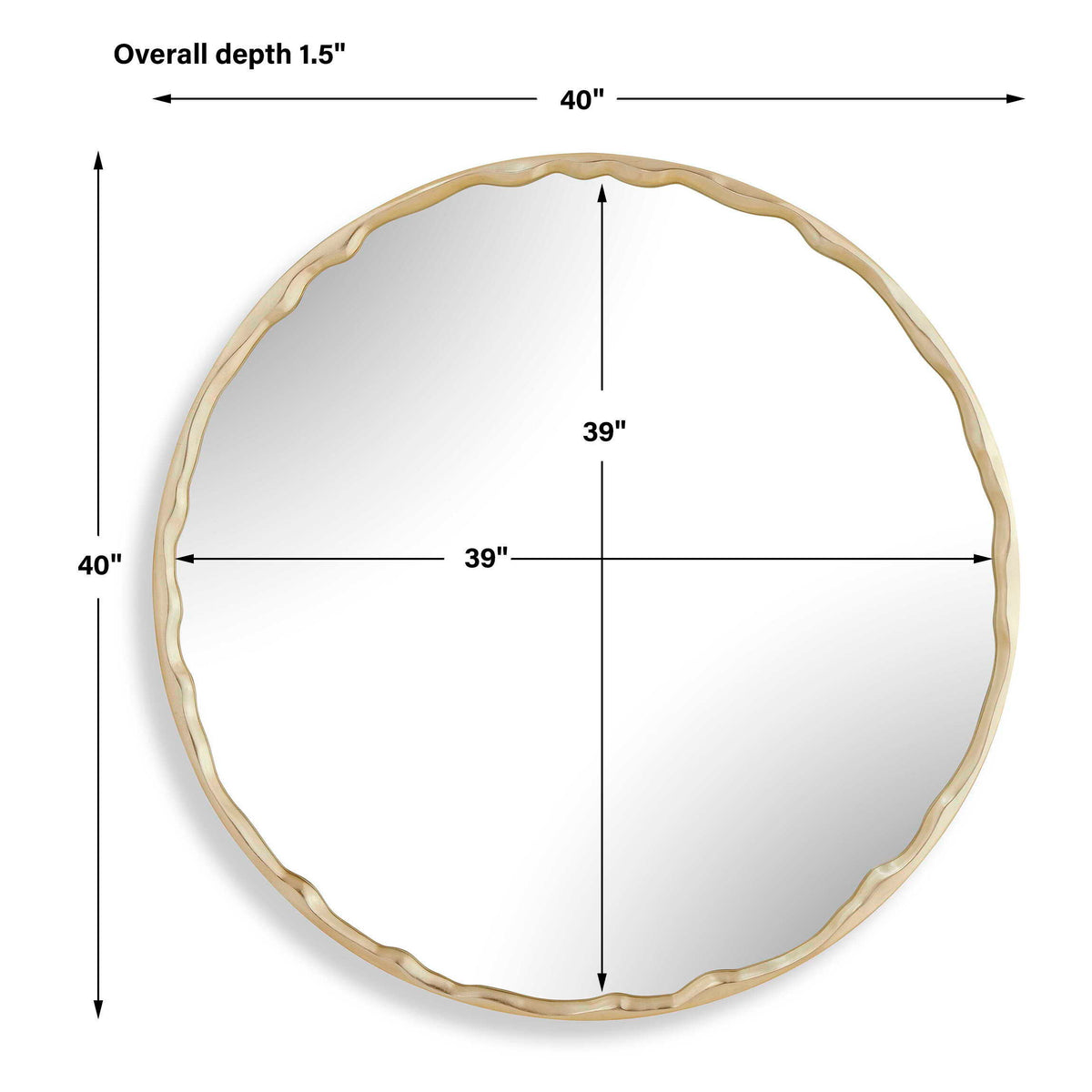 Crinkle Round Mirror Brass - Gold by Uttermost - View 3