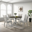 Iris 5-Piece Dining Set, Round Pedestal Table with 4 Chairs, Weathered White and Gray - sold by Home Elegance USA