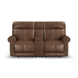 Alexander Power Reclining Loveseat With Console, Power Headrest & Lumbar - Khaki Brown | Flexsteel