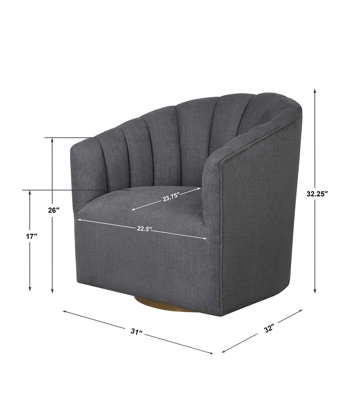 Cuthbert Modern Swivel Chair - Dark Gray by Uttermost - View 9