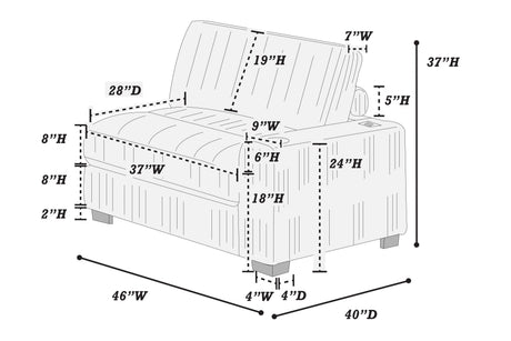 Contemporary Modern 7-PC Modular L-Sectional Sofa Set USB Cup Holder Black Corduroy Living Room Furniture Ottoman - sold by Home Elegance USA