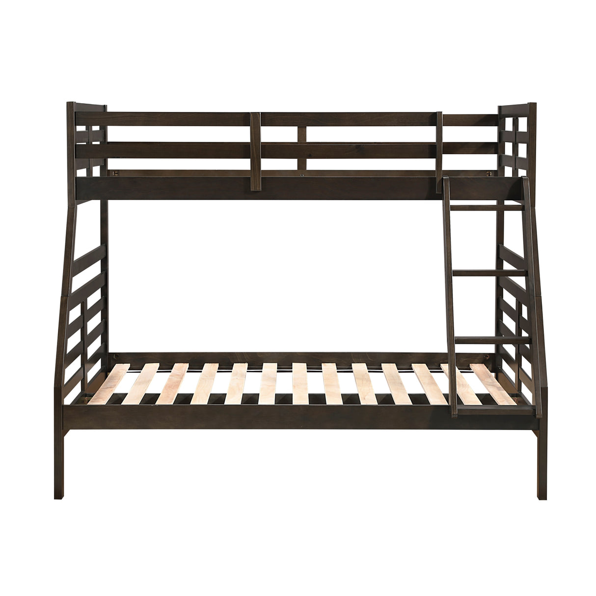 Twin over Full Bunk Bed 1pc Classic Dark Brown Finish Youth Bedroom Furniture Durable Wood - sold by Home Elegance USA