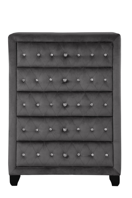 Encore Modern Style Tufted and Upholstered King 5PC Bedroom set made with wood in Gray(NJ INVENTORY) - sold by Home Elegance USA
