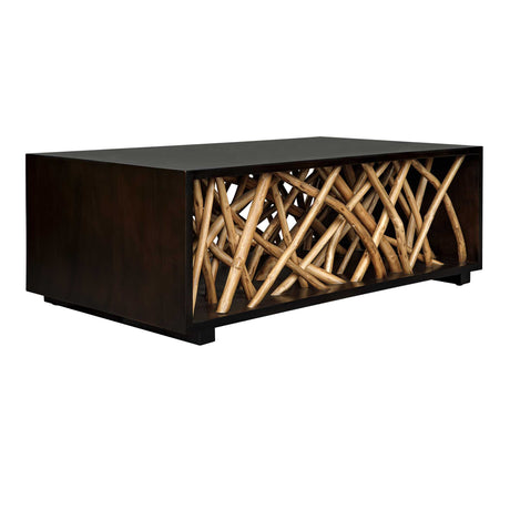 Teak Maze Coffee Table Woodtone - Light Brown / Dark Brown by Uttermost - View 3