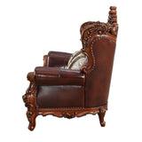 Acme - Eustoma Loveseat 53066 Cherry Top Grain Leather Match & Walnut Finish