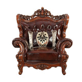 Acme - Eustoma Chair 53067 Cherry Top Grain Leather Match & Walnut Finish