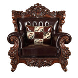 Acme - Forsythia Chair 53072 Espresso Top Grain Leather Match & Walnut Finish