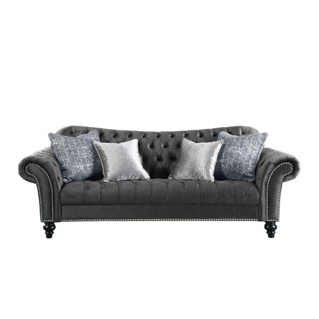 Acme - Gaura Sofa W/4 Pillows 53090 Dark Gray Velvet