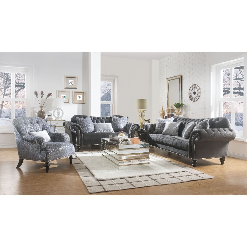 Acme - Gaura Sofa W/4 Pillows 53090 Dark Gray Velvet