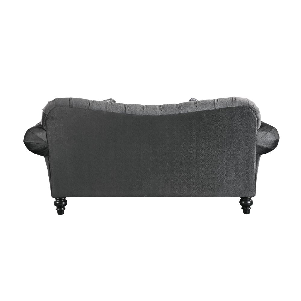 Acme - Gaura Loveseat W/3 Pillows 53091 Dark Gray Velvet