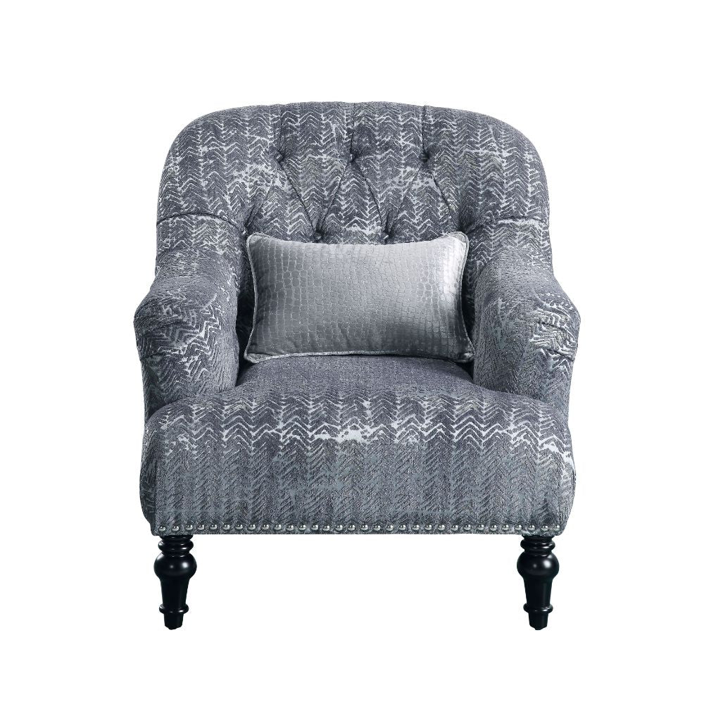 Acme - Gaura Chair W/Pillow 53092 Dark Gray Velvet