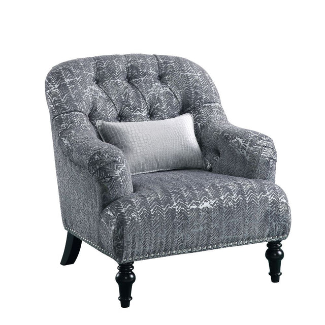 Acme - Gaura Chair W/Pillow 53092 Dark Gray Velvet