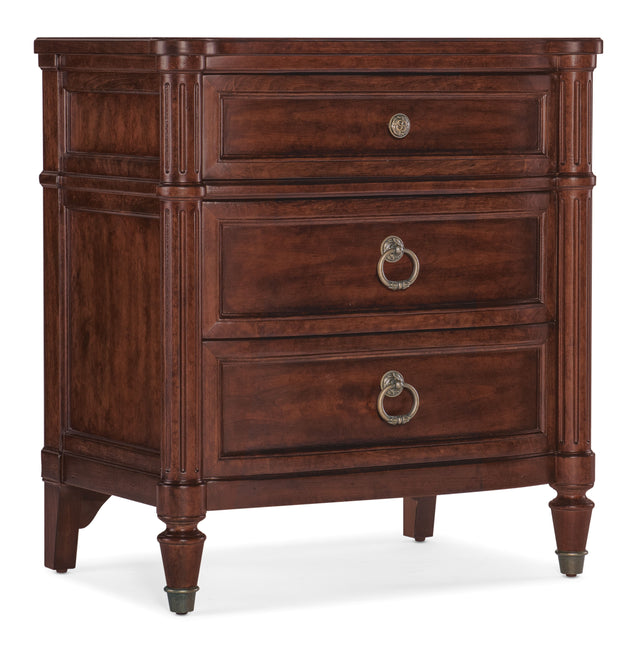 Charleston Three-Drawer Nightstand - Dark Brown by Hooker Furniture - View 1