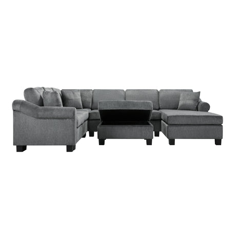 U-shaped Sectional Sofa Chenille Upholstered with Movable Storage Ottoman, Dark Gray, 111.8' - sold by Home Elegance USA