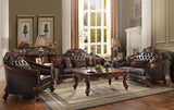 Acme - Vendome II Sofa W/5 Pillows 53130 Two Tone Dark Brown Synthetic Leather & Cherry Finish