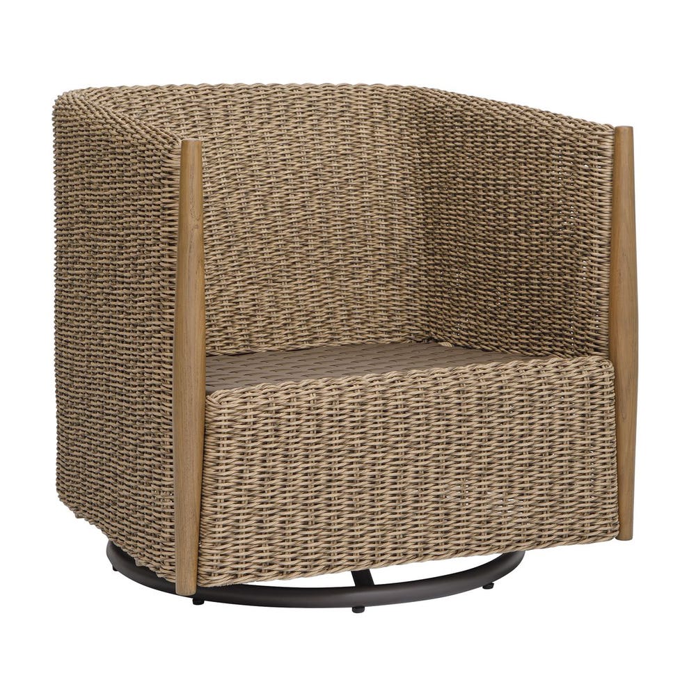 Cala Outdoor Swivel Rocking Chair - Light Brown | Uttermost