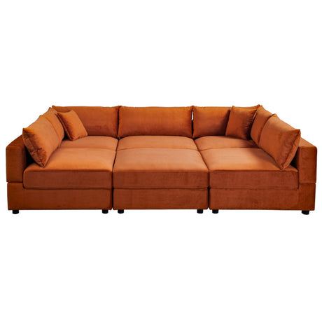 Hayward Modern Oversized Velvet Modular Sectional Sofa in Burnt Orange - sold by Home Elegance USA
