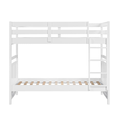 Bunk Bed Twin Over Twin White Finish Sturdy Wood Frame Guard Rails Youth Bedroom Furniture 1pc - sold by Home Elegance USA