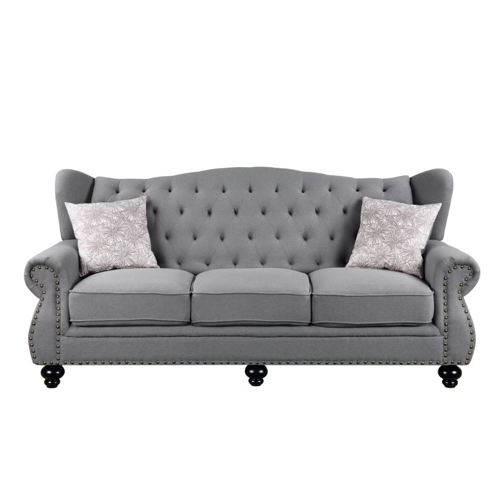 Acme - Hannes Sofa W/2 Pillows 53280 Gray Fabric