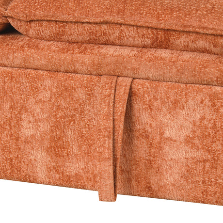 Convertible L-shaped Sofa Bed with Storage Ottoman, Power Sockets & USB Ports, Orange Chenille, 82.67' - sold by Home Elegance USA
