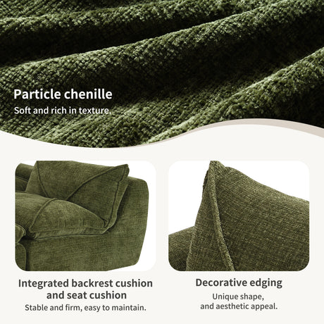 116'' Fully Compressed Sofa with High Density Foam, Integrated Backrest&Seat Cushion, Decorative Edging, Legless Design without Frame, No Assembly Required, Free Combination, Particle Chenille - sold by Home Elegance USA