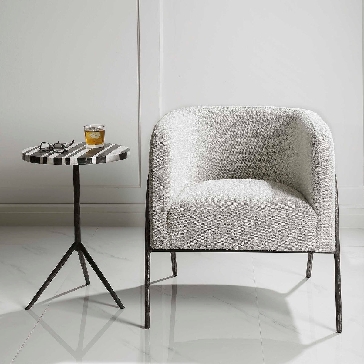 Jacobsen Accent Chair - Light Gray / Black by Uttermost - View 3