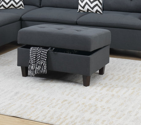 Living Room Furniture Charcoal Cushion Sectional w Ottoman Linen Like Fabric Sofa Chaise - sold by Home Elegance USA