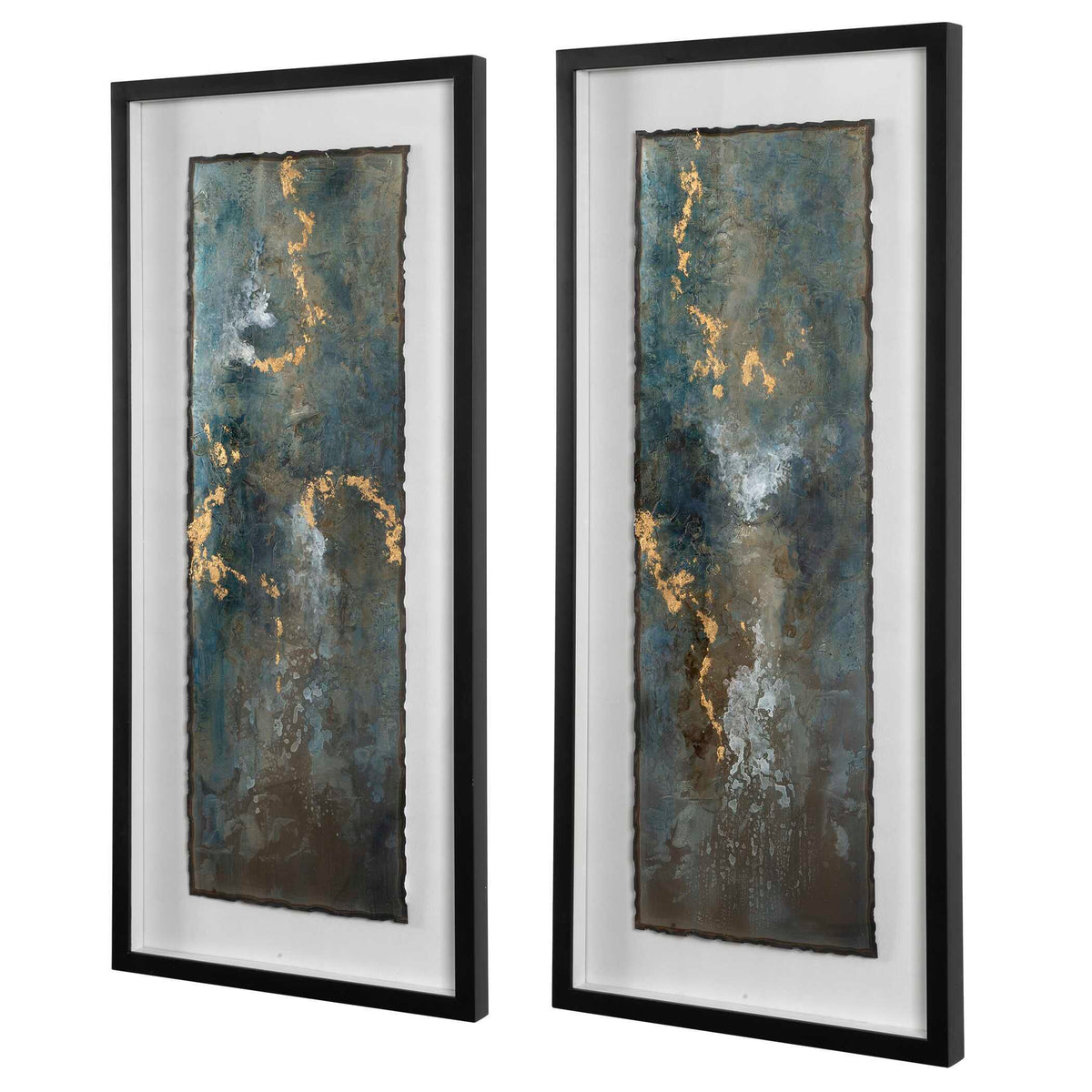 Glimmering Agate Abstract Prints (Set of 2) - Blue by Uttermost - View 3
