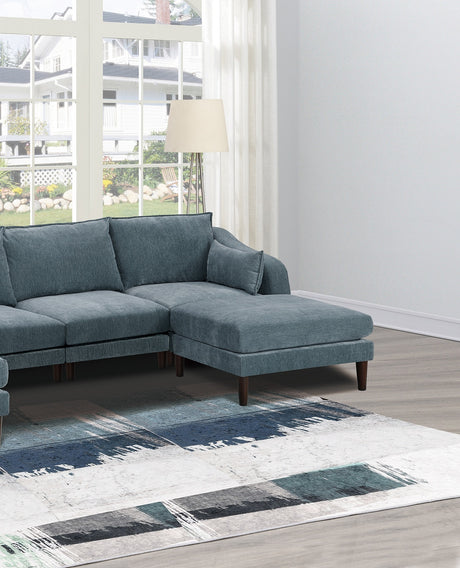 Modern Gorgeous Mineral Morgan Fabric 6pcs Modular Sectional Set Armless Chairs One Arm Chair Ottoman U-Shaped Couch Living Room - sold by Home Elegance USA