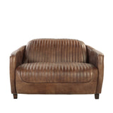 Brancaster Loveseat 53546 Retro Brown Top Grain Leather & Aluminum | Acme | Home Elegance USA