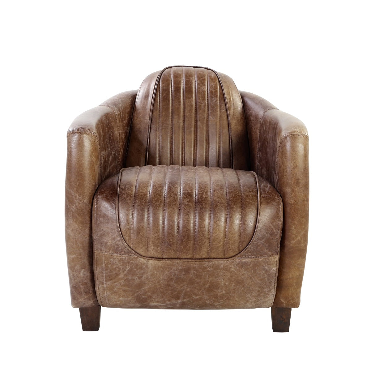 Acme - Brancaster Chair 53547 Retro Brown Top Grain Leather & Aluminum