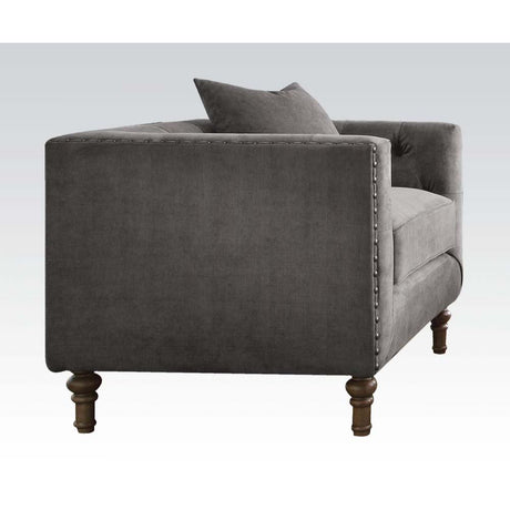 Acme - Sidonia Chair W/Pillow 53582 Gray Velvet