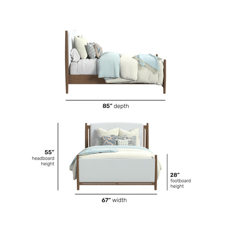 Verona Queen Upholstered Bed - White / Light Brown | Flexsteel