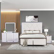 Fabio Contemporary Style Queen 4PC Bedroom set Made with Diamond-Shaped Side Accents, LED Lighting and Wood in White Finish(NJ INVENTORY) - sold by Home Elegance USA