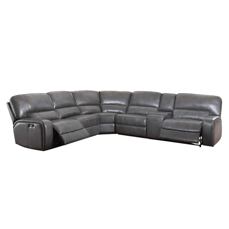 Acme - Saul Power Motion Sectional Sofa 53745 Gray Leather-Aire