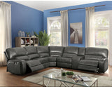 Acme - Saul Power Motion Sectional Sofa 53745B Gray Leather-Aire