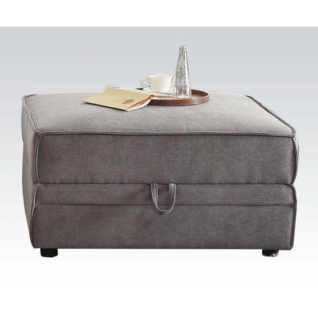 Bois Ottoman W/Storage 53782 Gray Velvet | Acme | Home Elegance USA