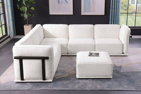 120' length , Fashionable modular sofa with iron and wood frame chenille sofa White ,uitable for living room - sold by Home Elegance USA