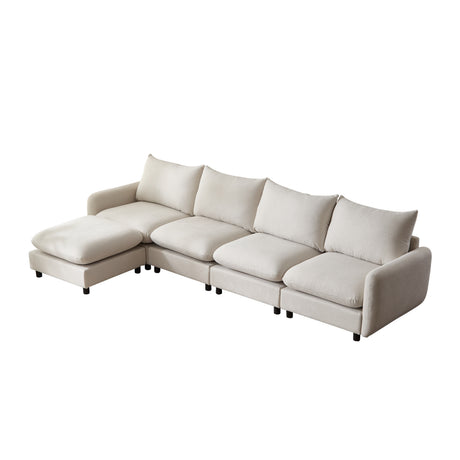 130 in. oversize 5-Piece L Shaped Modular Free Combination Sectional Sofa Couch with Ottoman for Living Room and Spacious Space - sold by Home Elegance USA