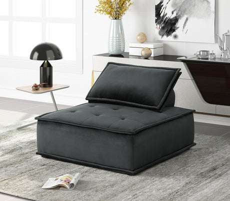 Aveline 160'W Black Velvet 6-Seater U-Shape Modular Sectional Sofa - sold by Home Elegance USA