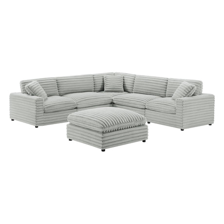Jenny 6-Piece Modular Sectional in Ultra Plush Gray Polyester Cord-Like Fabric - sold by Home Elegance USA