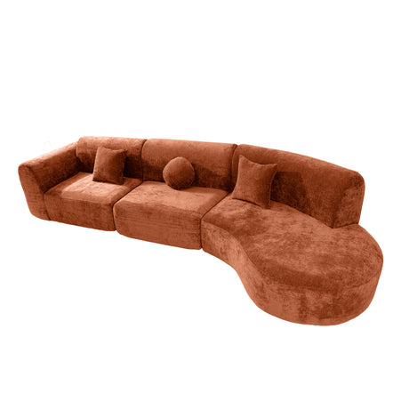 140' Modern Curved Sectional Sofa with High-Density Fully Compressed Sponge and Chaise Lounge, 3-Piece Set, Fully Assembled Right Hand Facing, Perfect for Living Room, Lounge - sold by Home Elegance USA