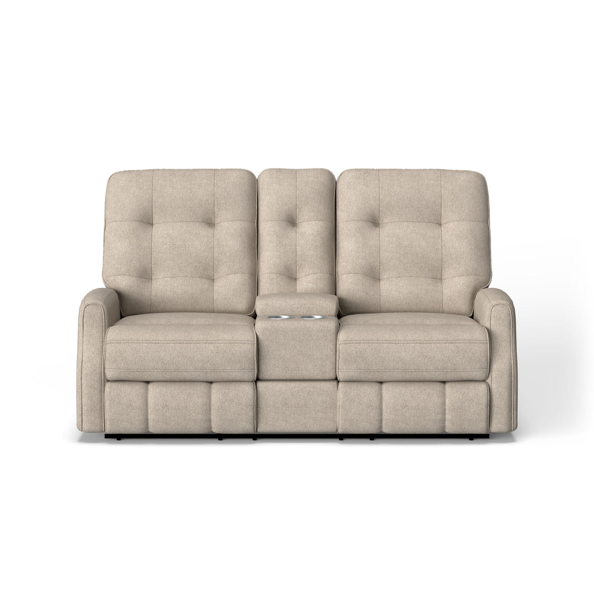 Devon Transitional Fabric Reclining Loveseat, Console | Flexsteel