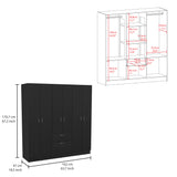 Six Doors Armoire Maya, Bedroom, Black / White - sold by Home Elegance USA