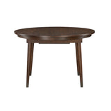 Round wooden table on a white background