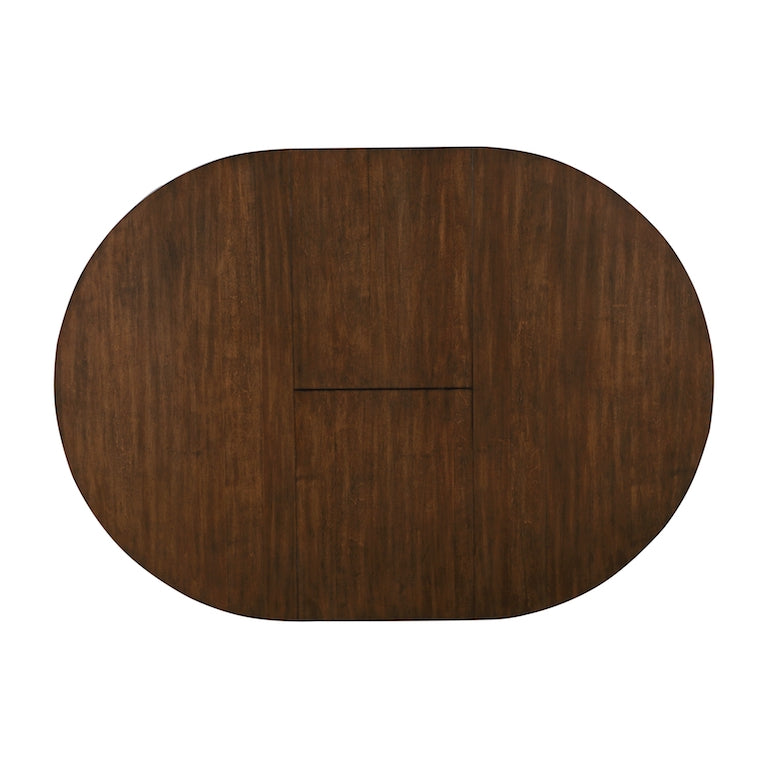 Dark brown oval wooden table on a white background