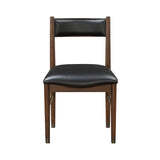 Black leather chair with wooden frame on a white background