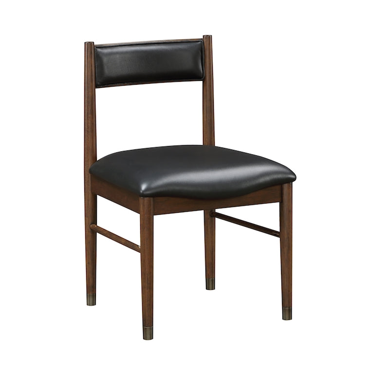 Chair with black leather seat and backrest on a white background
